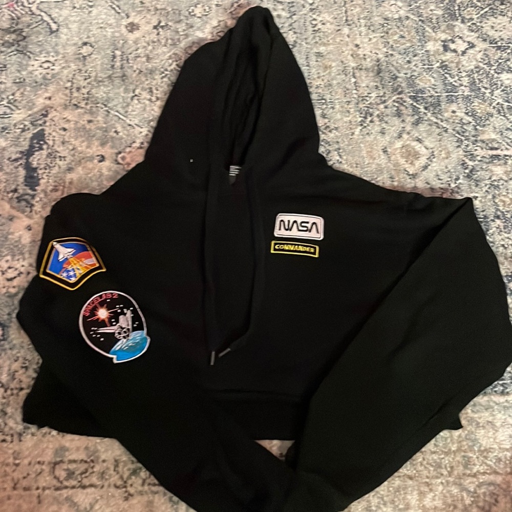 size small nasa cropped hooded sweater